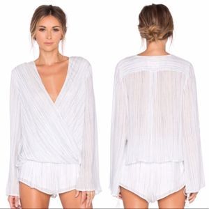 The Jetset Diaries Mystic Long Sleeve Wrap Top in Blue Stripe size XS